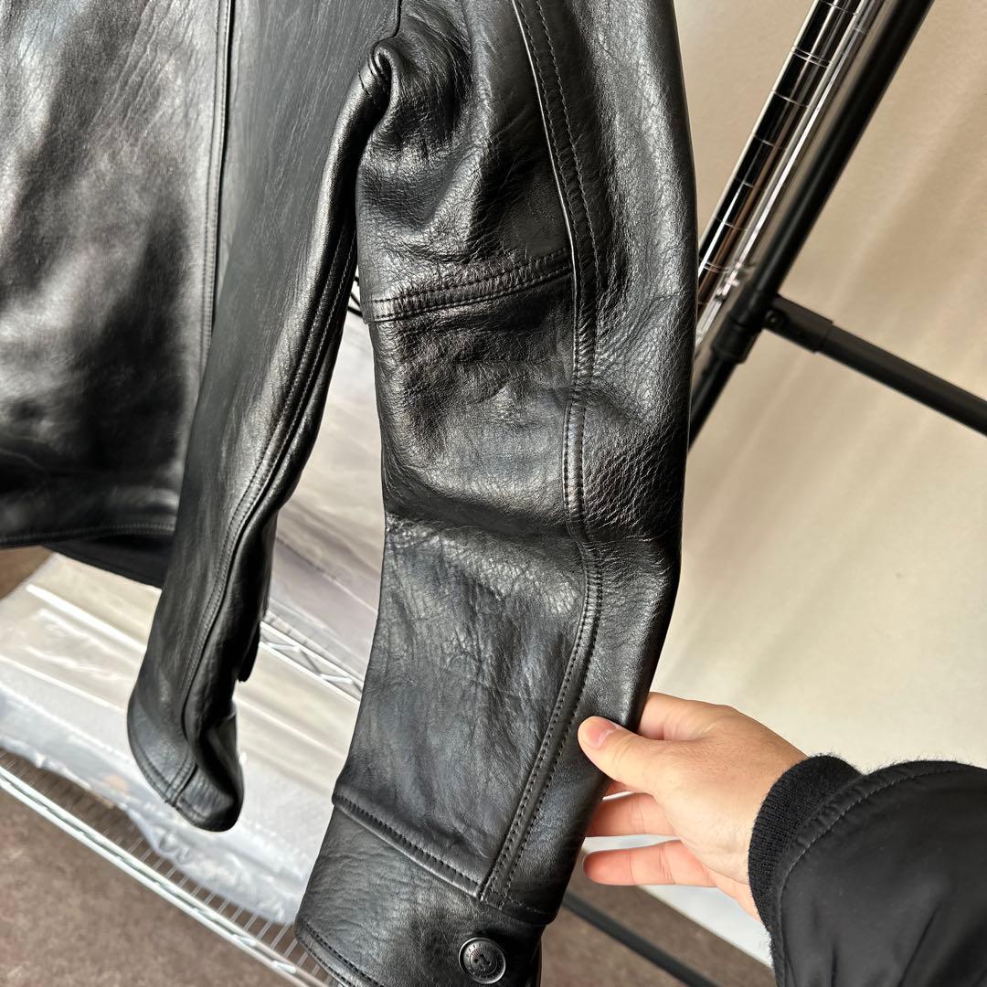 茶芯ホースハイド ディスパッチャー レザージャケット1.5mm厚ウール裏地 L