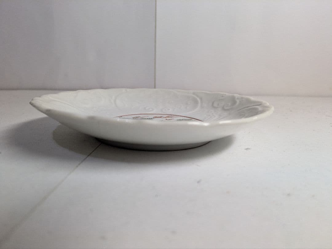 minaさん専用、古伊万里、『白磁陽刻・色絵麒麟文輪花皿』、5客、銘・箱無