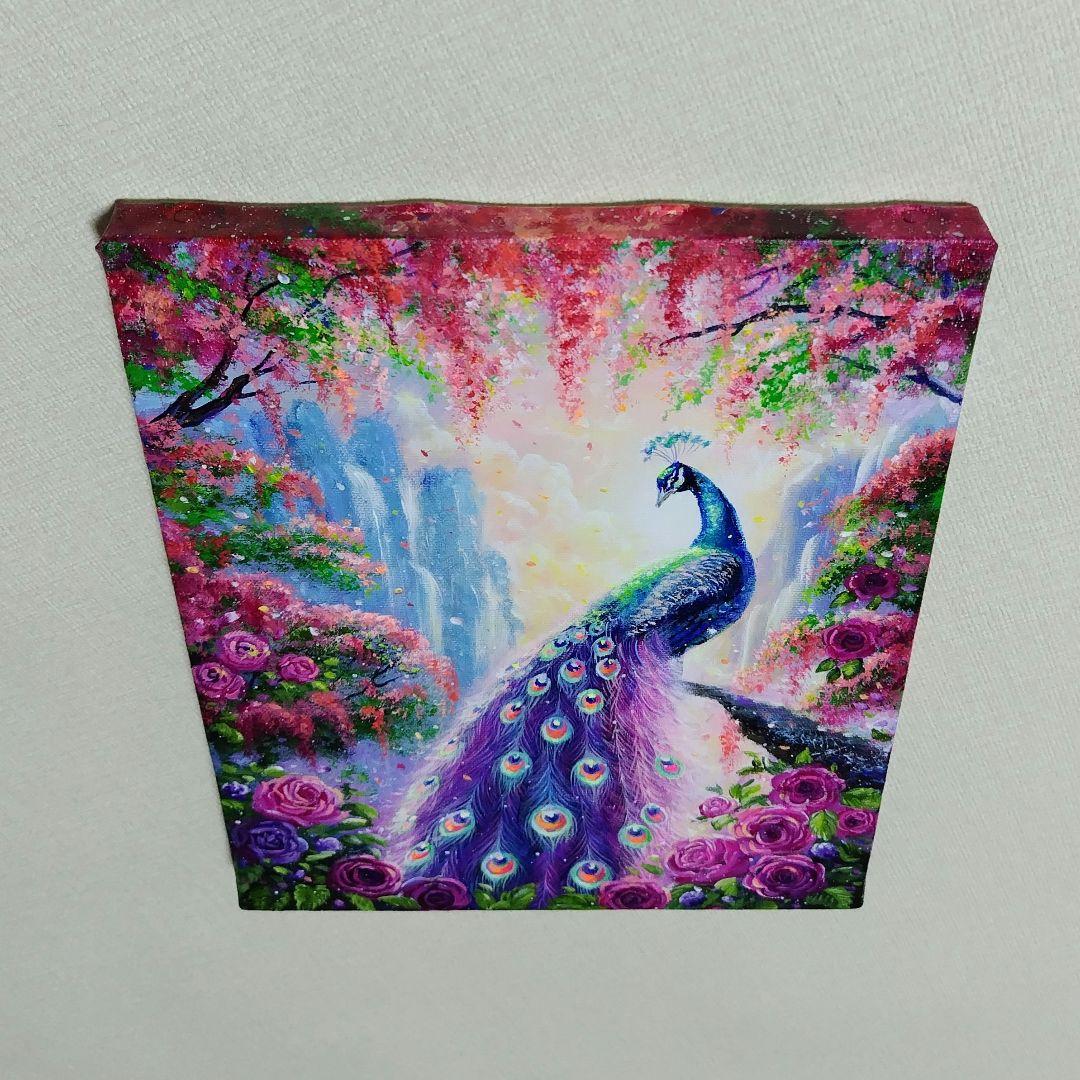 琥*ん様 【クジャク】アクリル画 F3 風景画 絵画