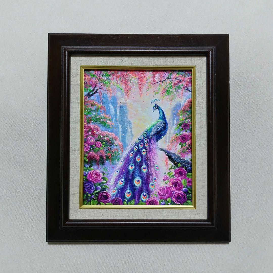 琥*ん様 【クジャク】アクリル画 F3 風景画 絵画