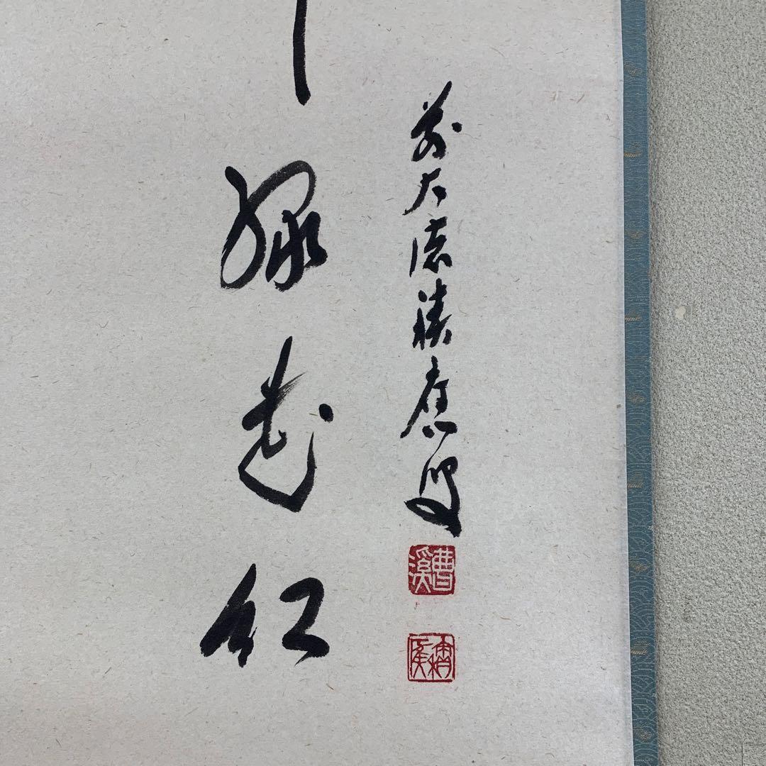 美品 掛け軸 宝林寺 福本積応作 桜ノ図「柳緑花紅」共箱 禅語 茶掛け