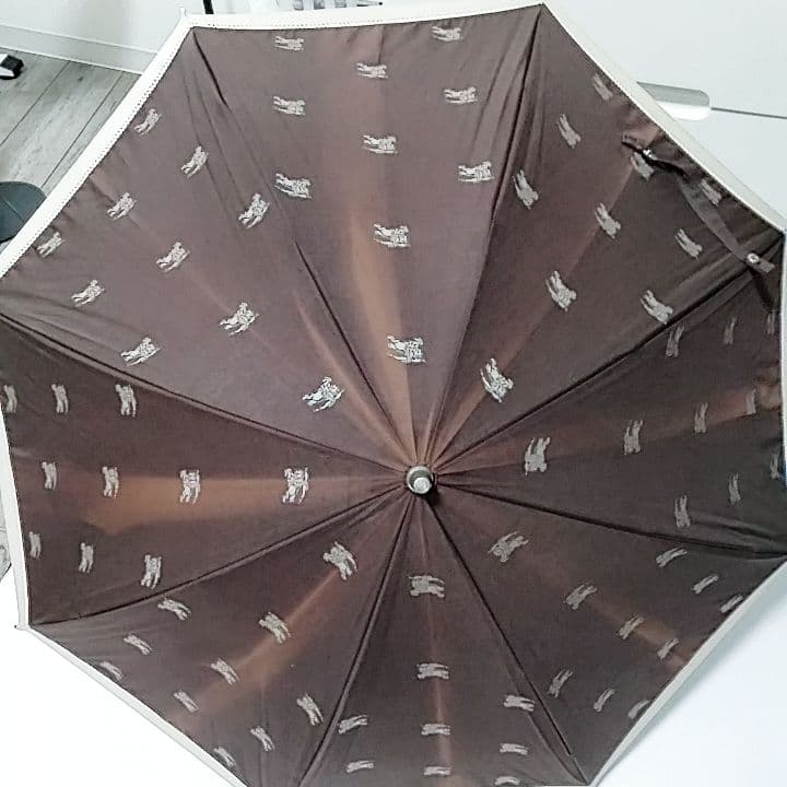訳あり　バーバリー　長傘　晴雨兼用　ホースマーク　騎兵　ブラウン　竹製ハンドル