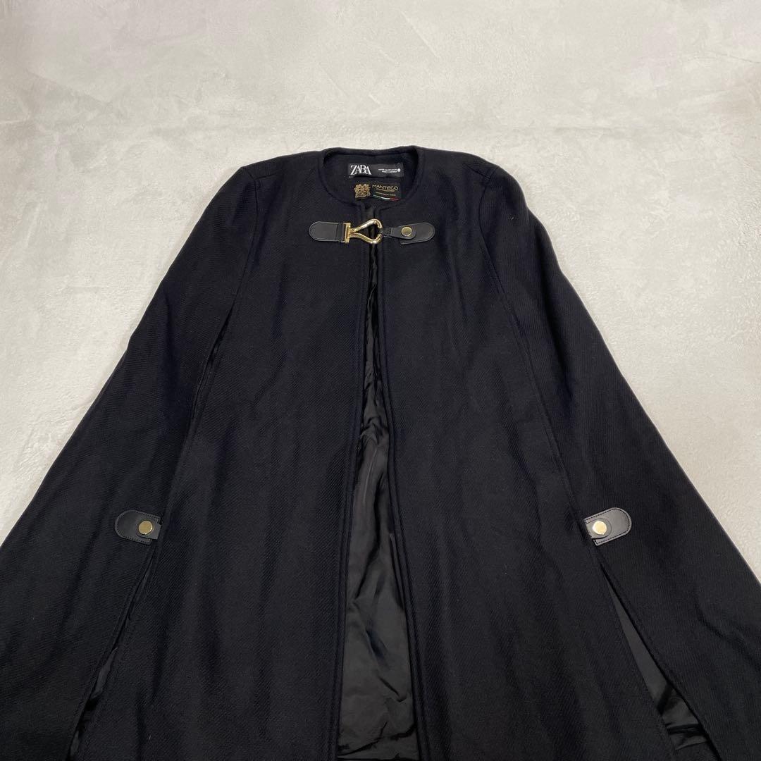 ZARA MANTECO ケープコート ポンチョ 金具留め 黒 ザラ マンテコ