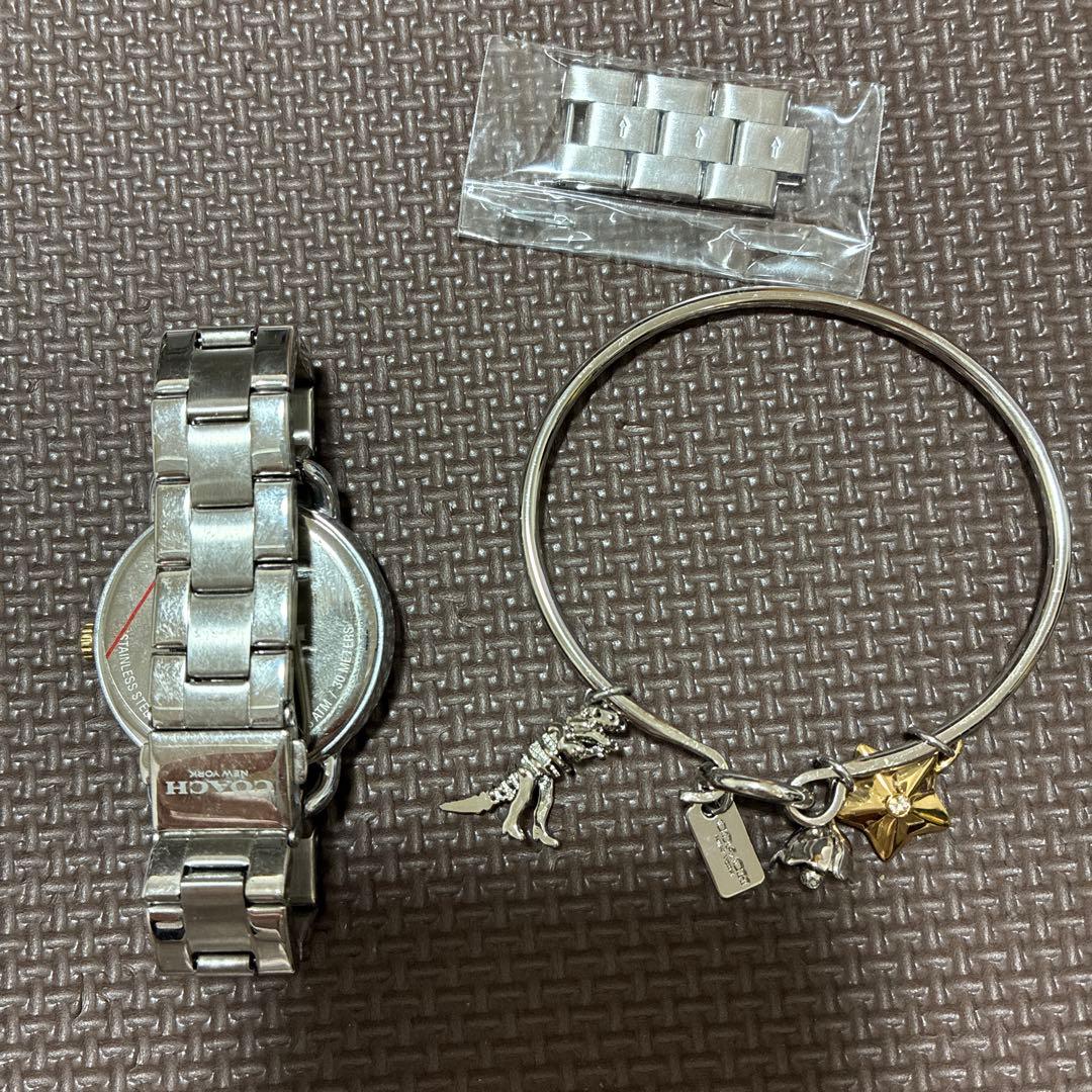 【美品】COACH コーチ 腕時計 バングル セット シルバー 電池切れ
