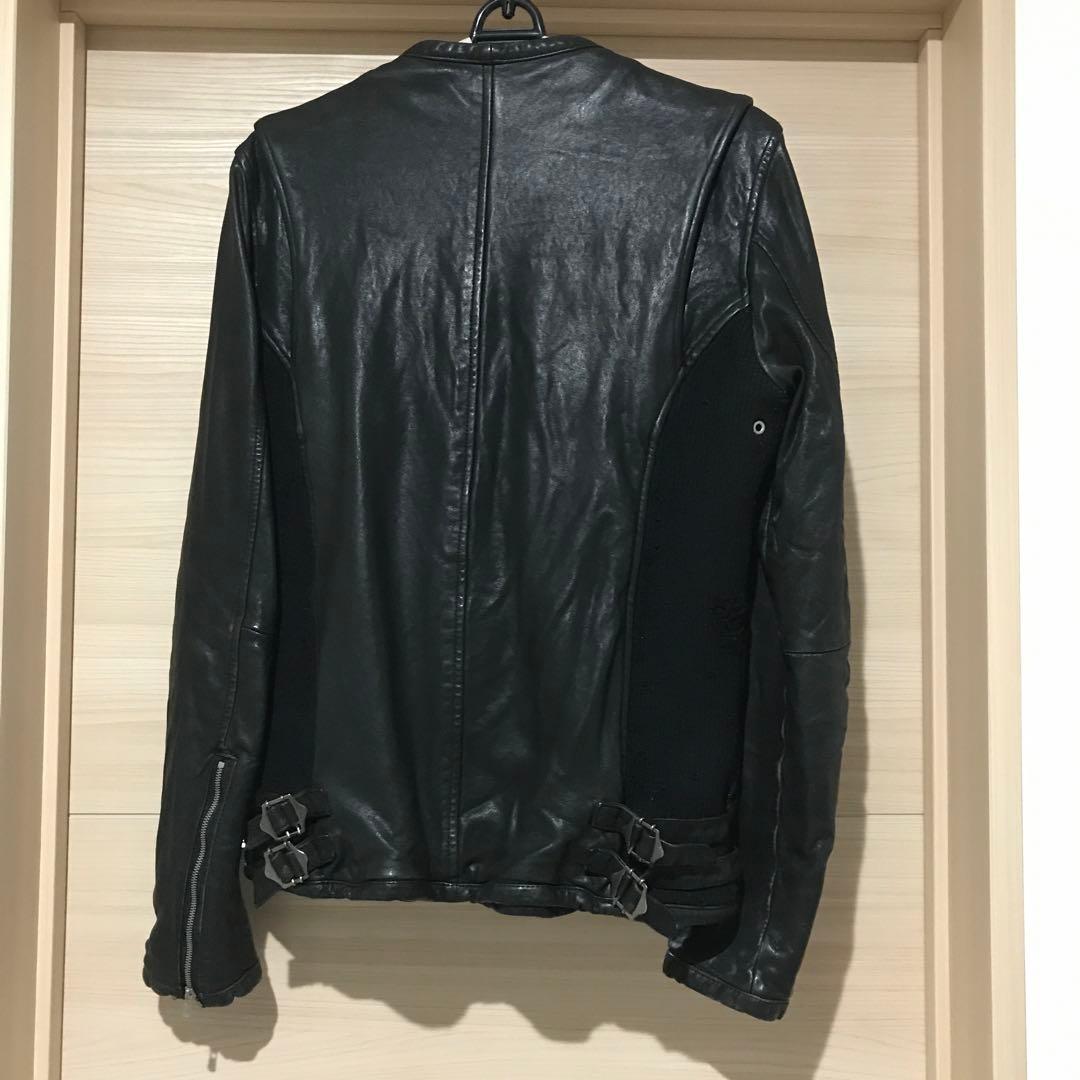 Varde77 ブラックレザーライダースジャケット M