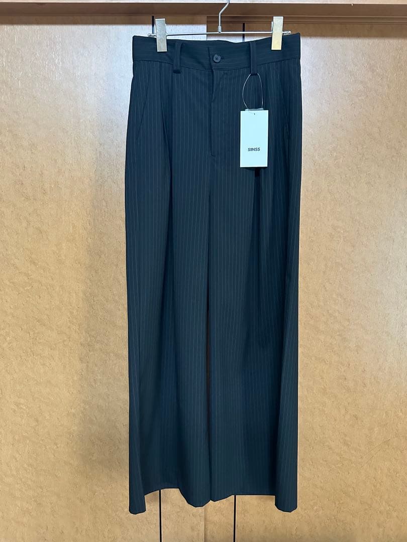 SINSS ２タックワイドストレートストライプスラックス