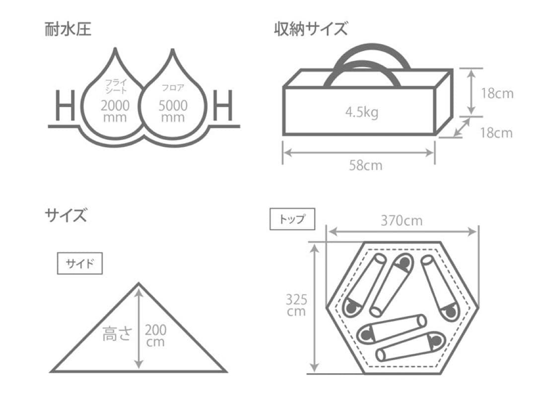 DOD ワンポールテント M ブラック タープ連結アダプター付き