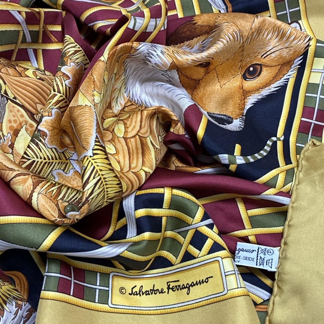 美品✨サルヴァトーレフェラガモ シルク イタリア キツネ 大判スカーフ ストール