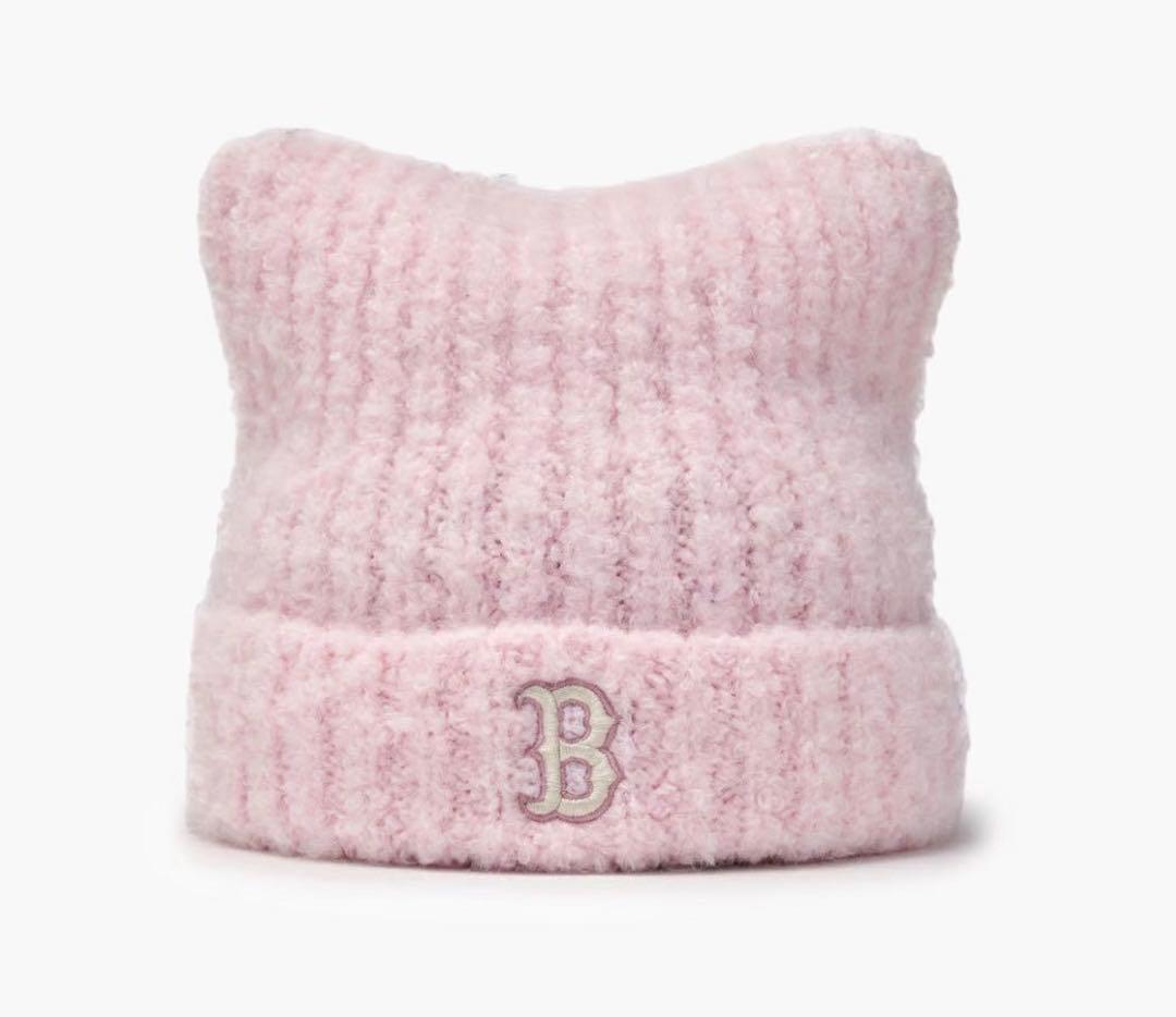 【SALE】MLB Korea 猫耳 ミャオン ビーニー ピンク　カリナ着用