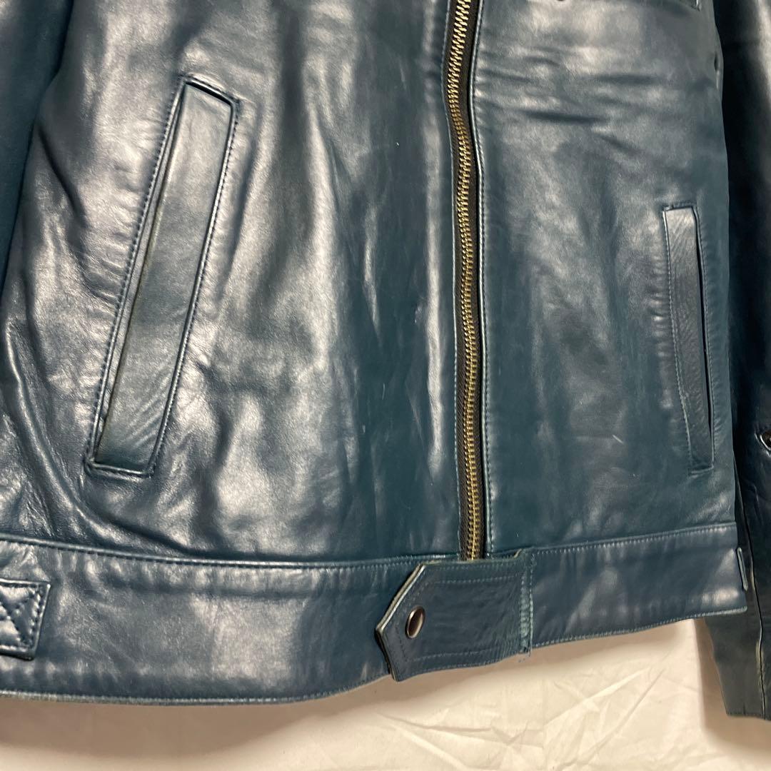 【Haruf】ターコイズ ホースハイドレザートラッカージャケット ライダース