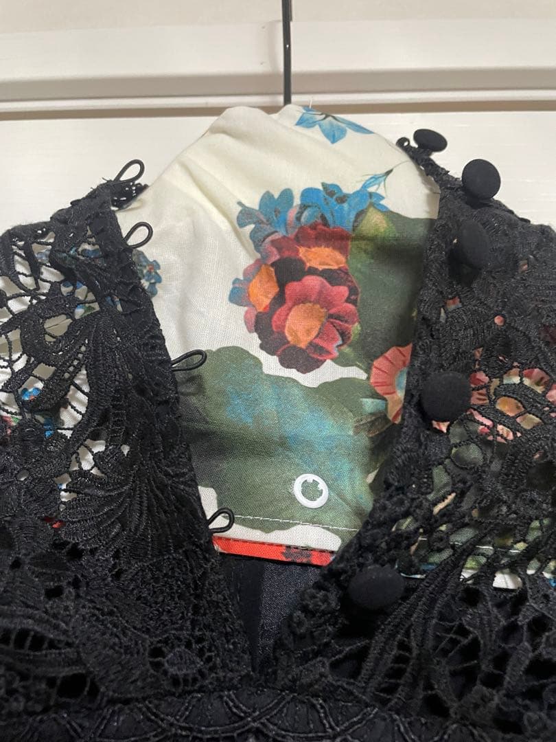 新品　ERDEM× 36 黒 レース シャツ・ブラウス 花柄襟 長袖