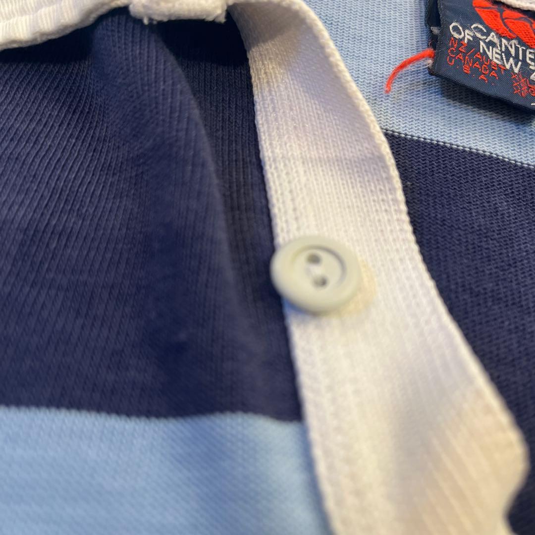 2000円引 Canterbury ラガーシャツ 青/白　ビンテージ