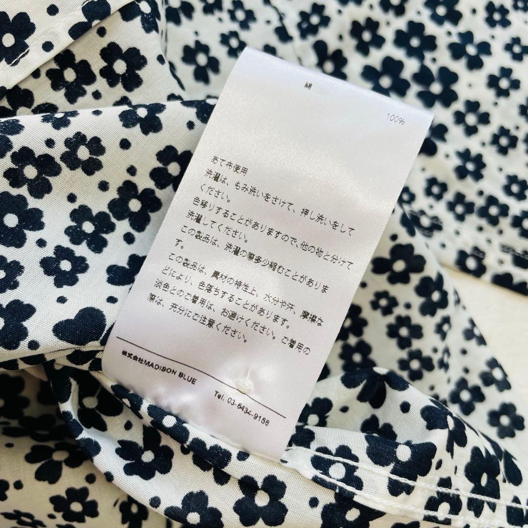 未使用に近い✴︎Madisonblue ハンプトン 花柄 シャツ モノトーン 綿