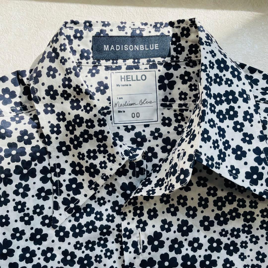 未使用に近い✴︎Madisonblue ハンプトン 花柄 シャツ モノトーン 綿