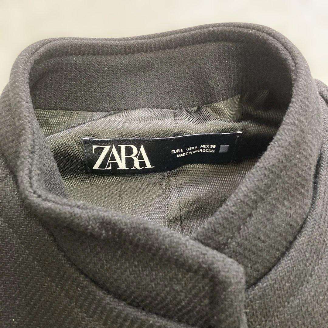 ZARA ザラ ケープ コート ポンチョ 金ボタン ウール混 Ｌ