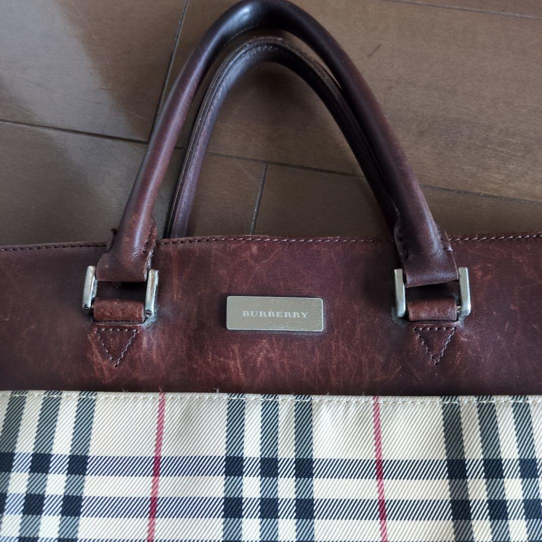 ♦️BURBERRY バーバリーノバチェック トートバッグ レザー＆キャンバス