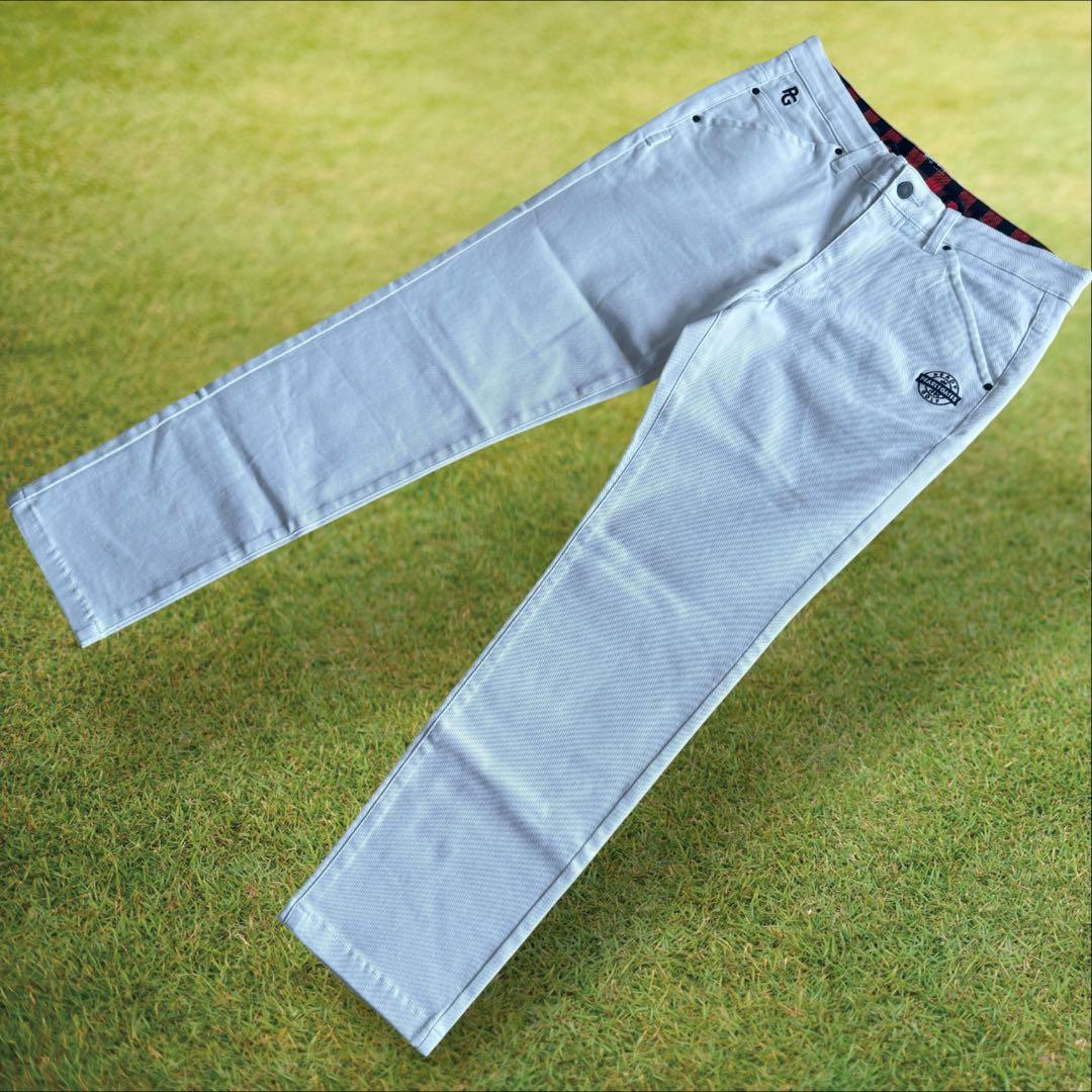 美品　パーリーゲイツ　パンツ　4 M〜L相当　白　ホワイト　生地厚　ストレッチ