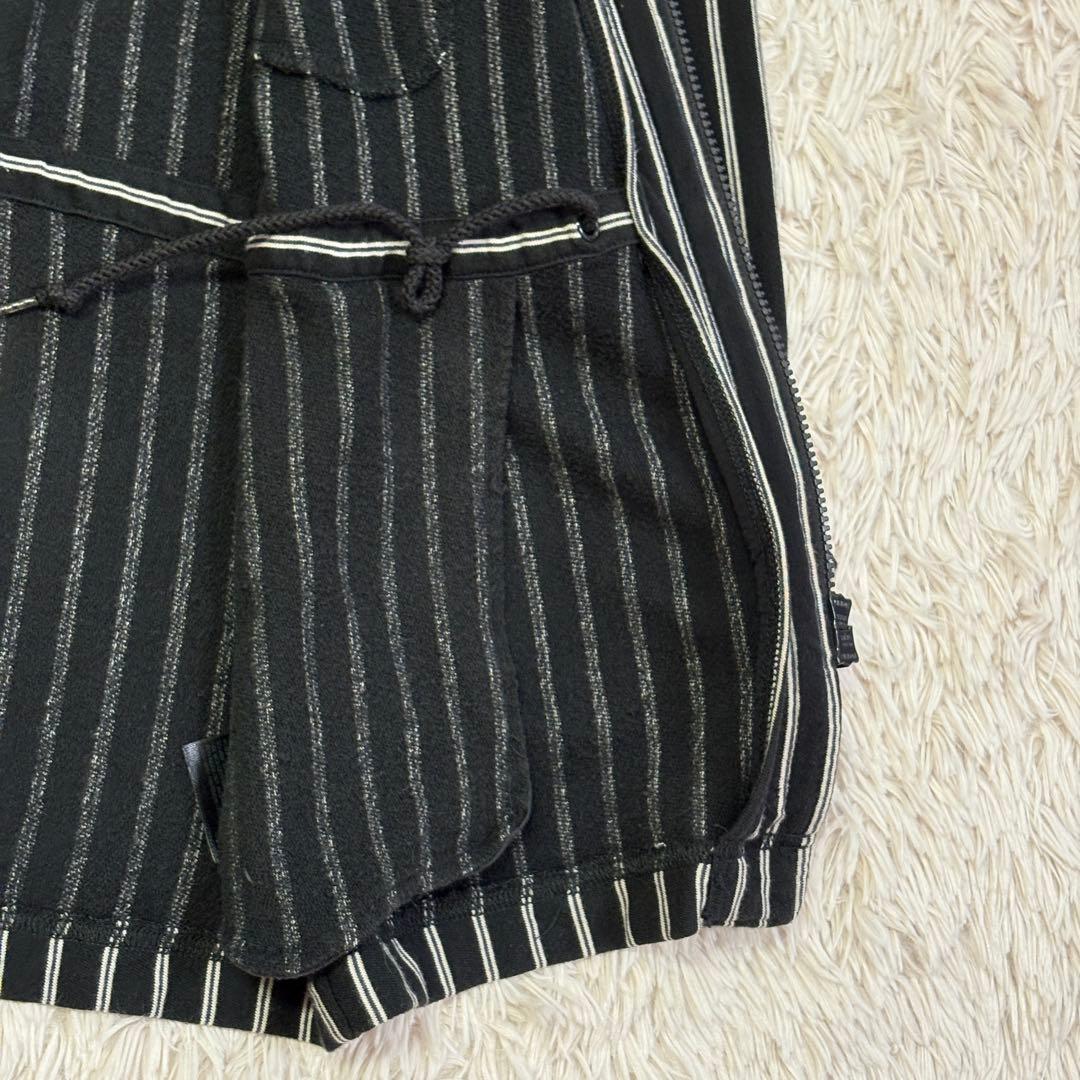 希少　Y-3　ワイスリー (Ｍ) ストライプ柄コート　フーデットコート