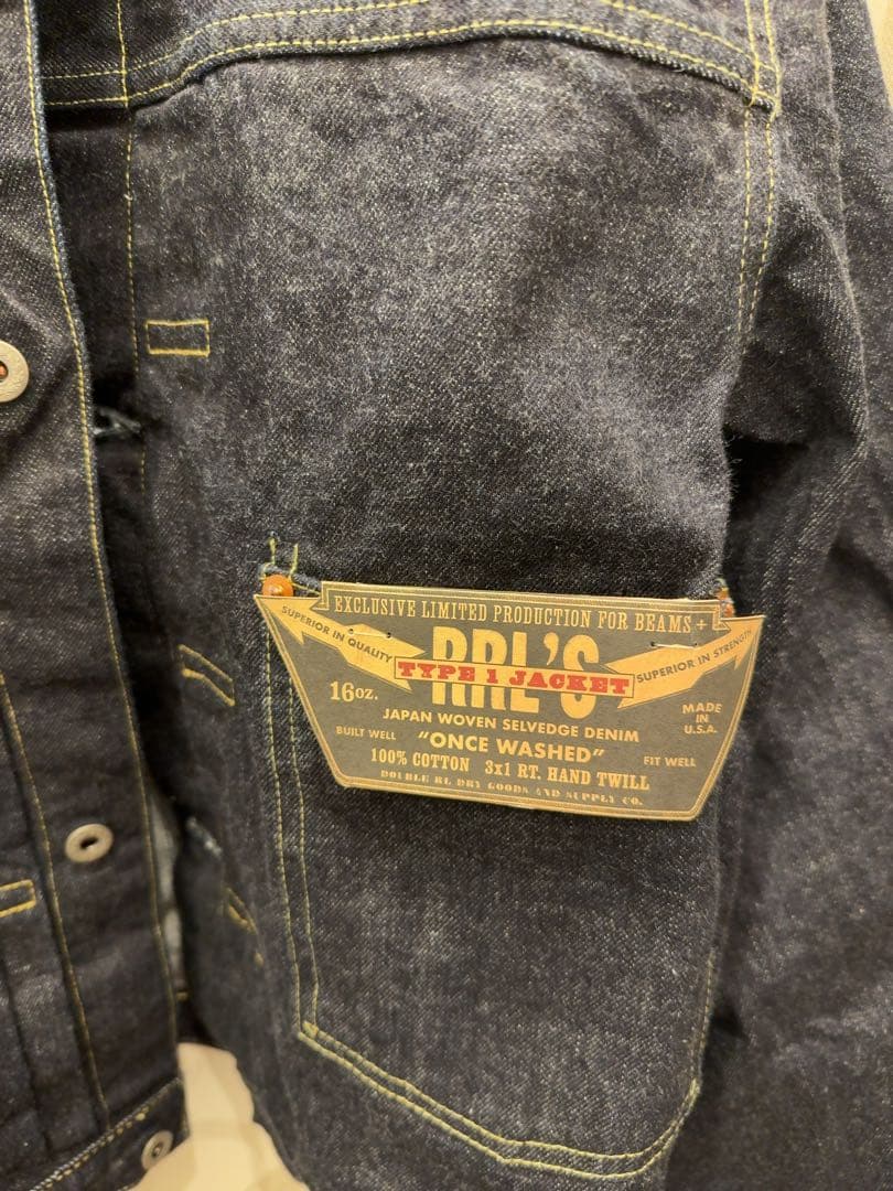 新品　BEAMS RRL ダブルアールエル TYPE 1 デニムジャケット 48