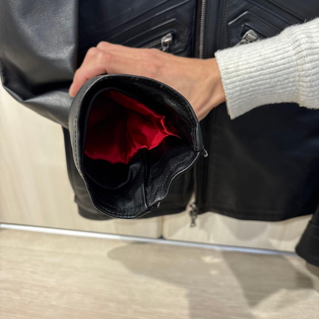NO.IDレザージャケット ブラック レッド裏