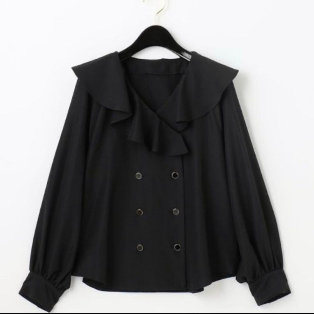 【新品】定価3万　GRACE CONTINENTAL フリルダブルブラウス　黒