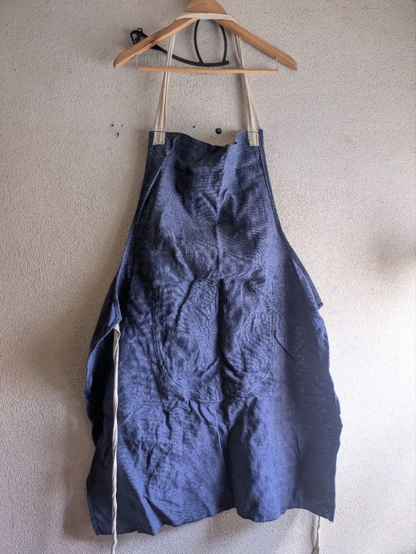 60s インディゴリネン　ユーロ　エプロン　ビンテージ　vintage ネイビー