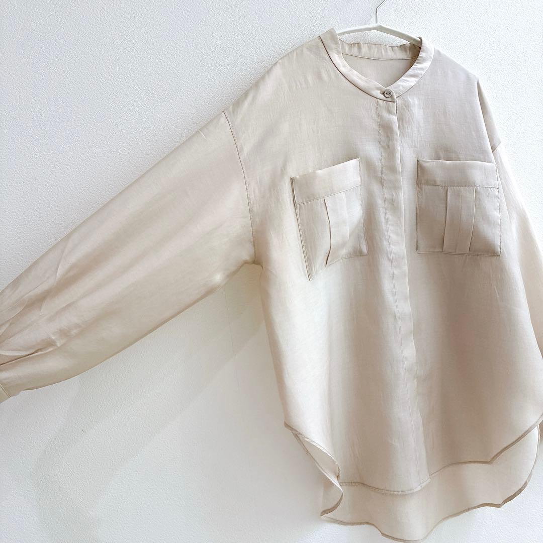 極美品】 MACHATT マチャット　バンドカラー　ノーカラー　シアー　ブラウス