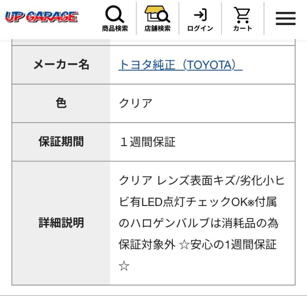 チャッピー品 TOYOTAアクアNHP10前期テールランプ　助手席側のみ