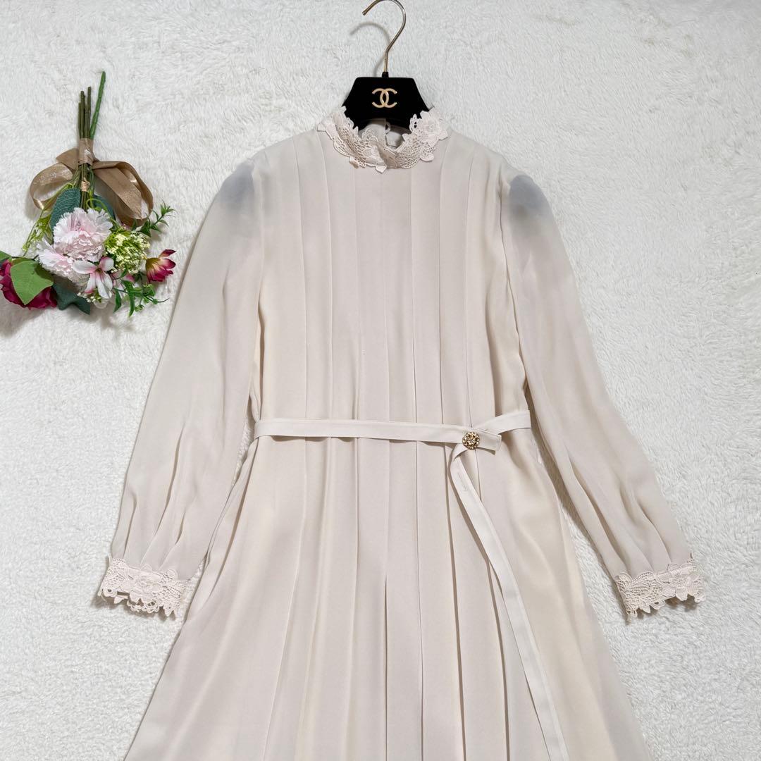 極美品　アナイ　シアードビーレースプリーツワンピース　レース　23SS
