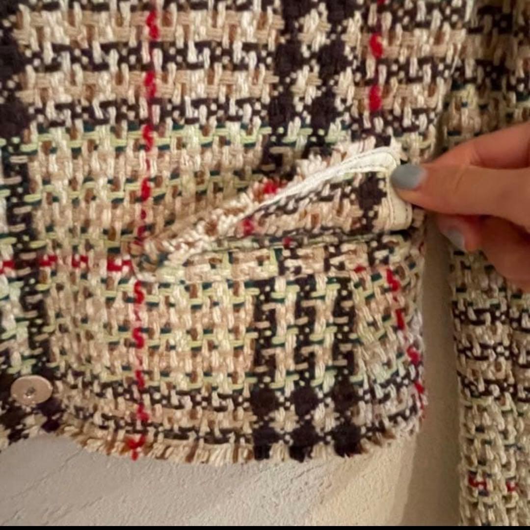 Burberry ツイードジャケット チェック ベージュタグ バーバリー S