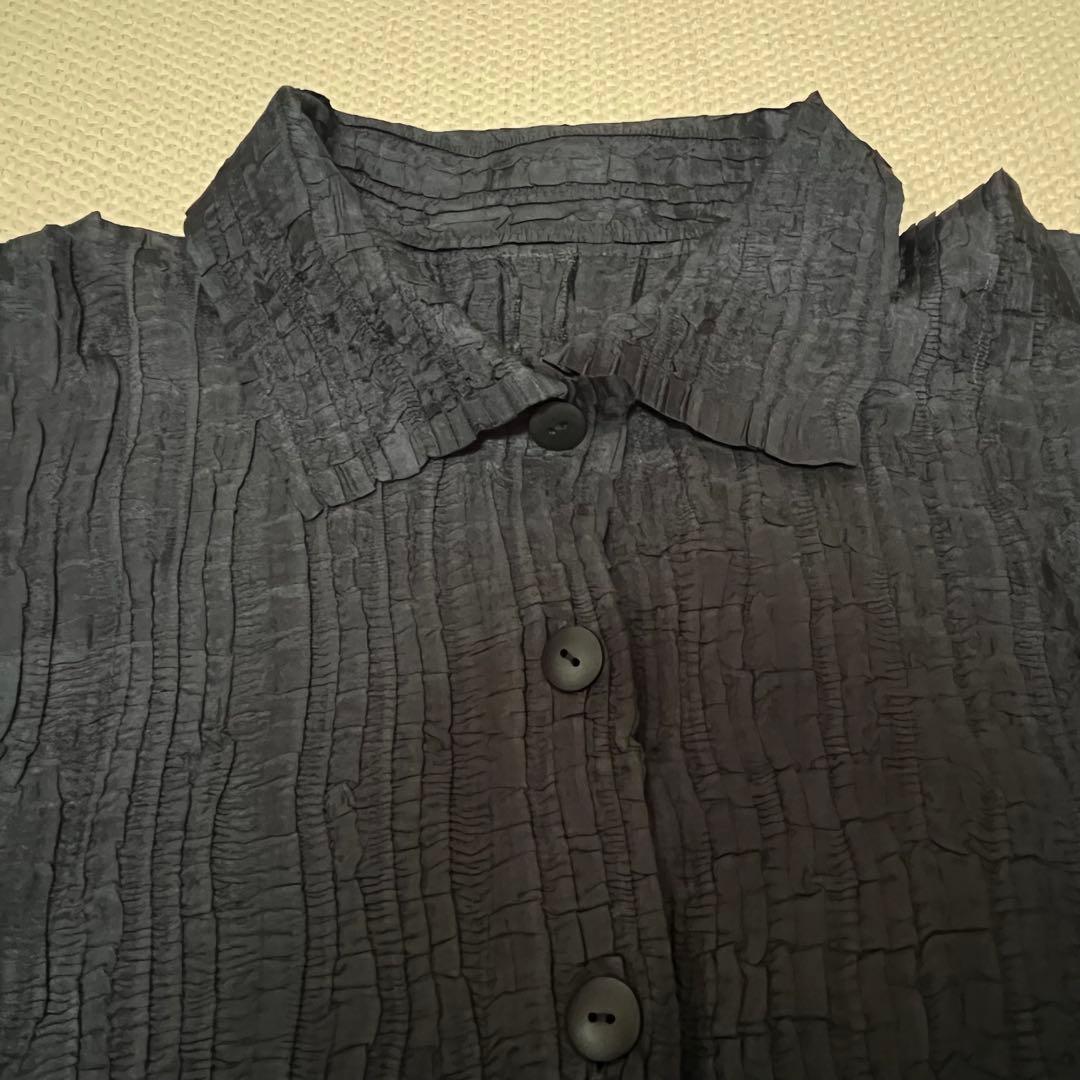 ISSEY MIYAKE イッセイミヤケ シャツ　長袖　ブラック　2