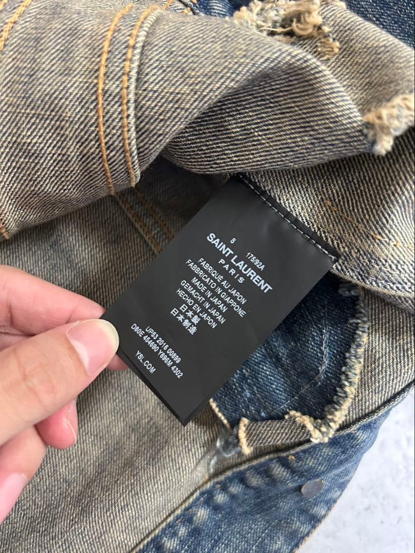 Saint Laurent Paris SS17 デストロイ　デニムジャケット