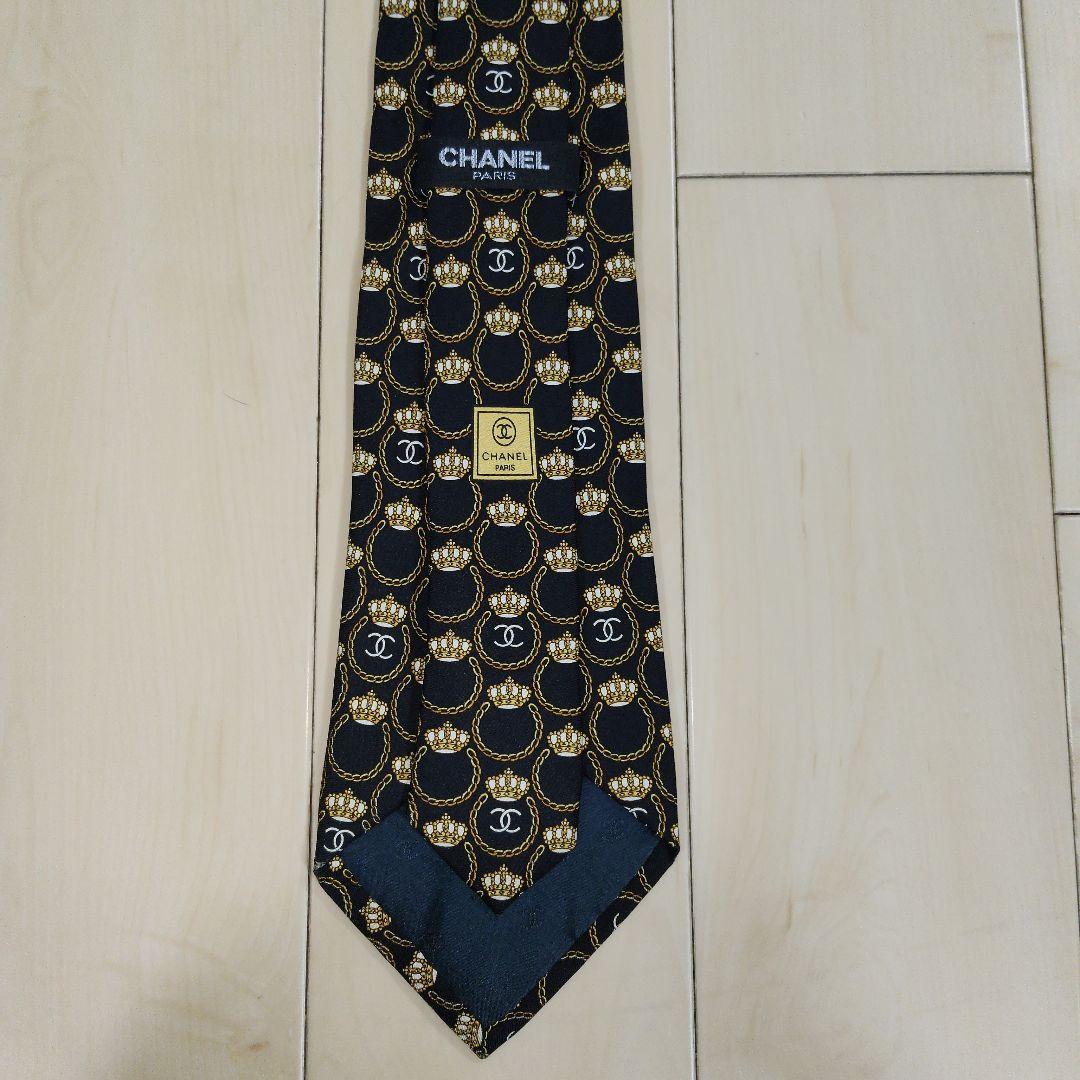 【超美品】CHANEL シャネル ココマーク 王冠 シルクネクタイ イタリア製