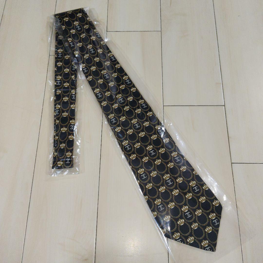 【超美品】CHANEL シャネル ココマーク 王冠 シルクネクタイ イタリア製
