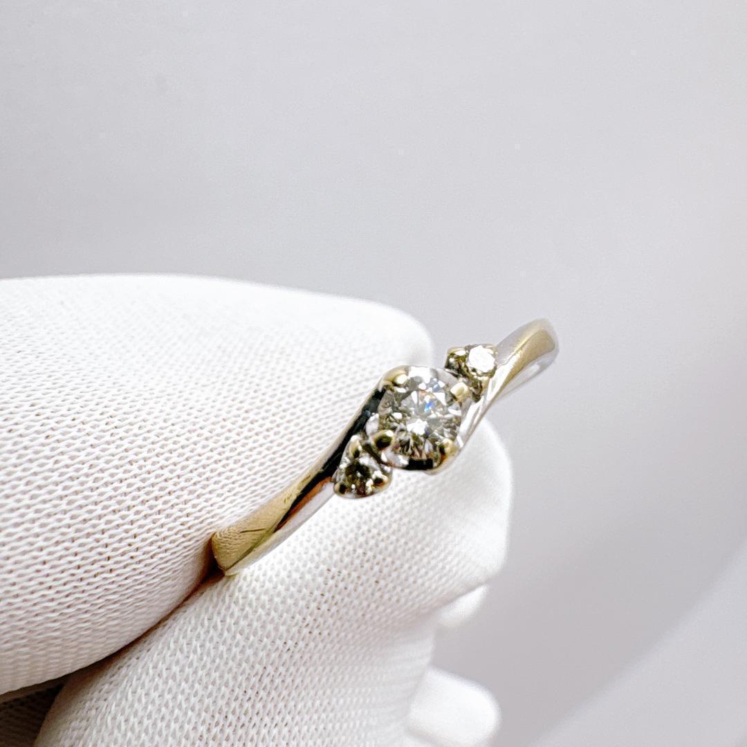 u*4様 【K10WG】ダイヤモンド0.12ct 3石ウェーブリング 11号 1