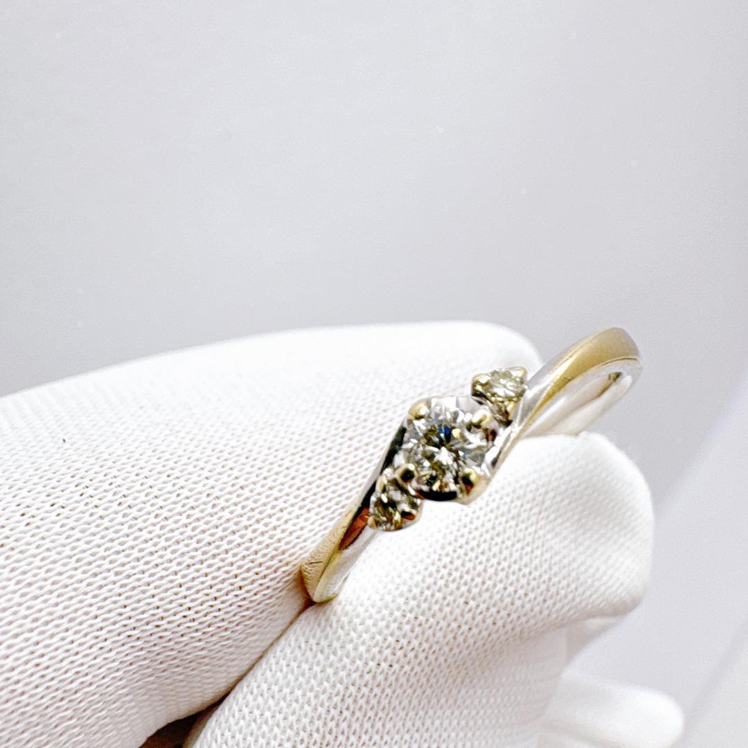 u*4様 【K10WG】ダイヤモンド0.12ct 3石ウェーブリング 11号 1