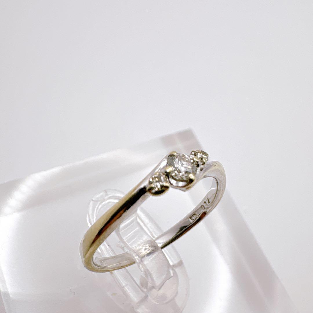 u*4様 【K10WG】ダイヤモンド0.12ct 3石ウェーブリング 11号 1