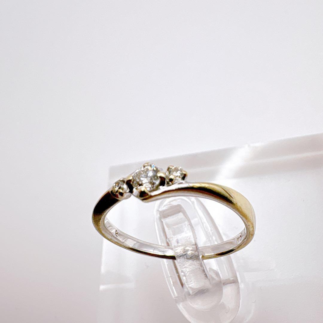 u*4様 【K10WG】ダイヤモンド0.12ct 3石ウェーブリング 11号 1