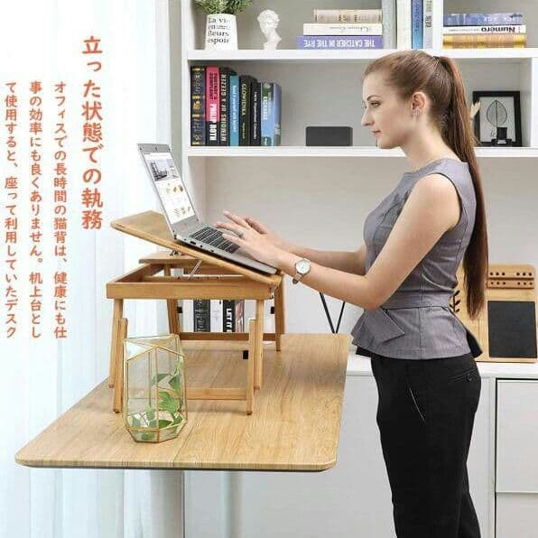 ノートパソコンデスク  バンブー折りたたみテーブル ローテーブル55*35cm