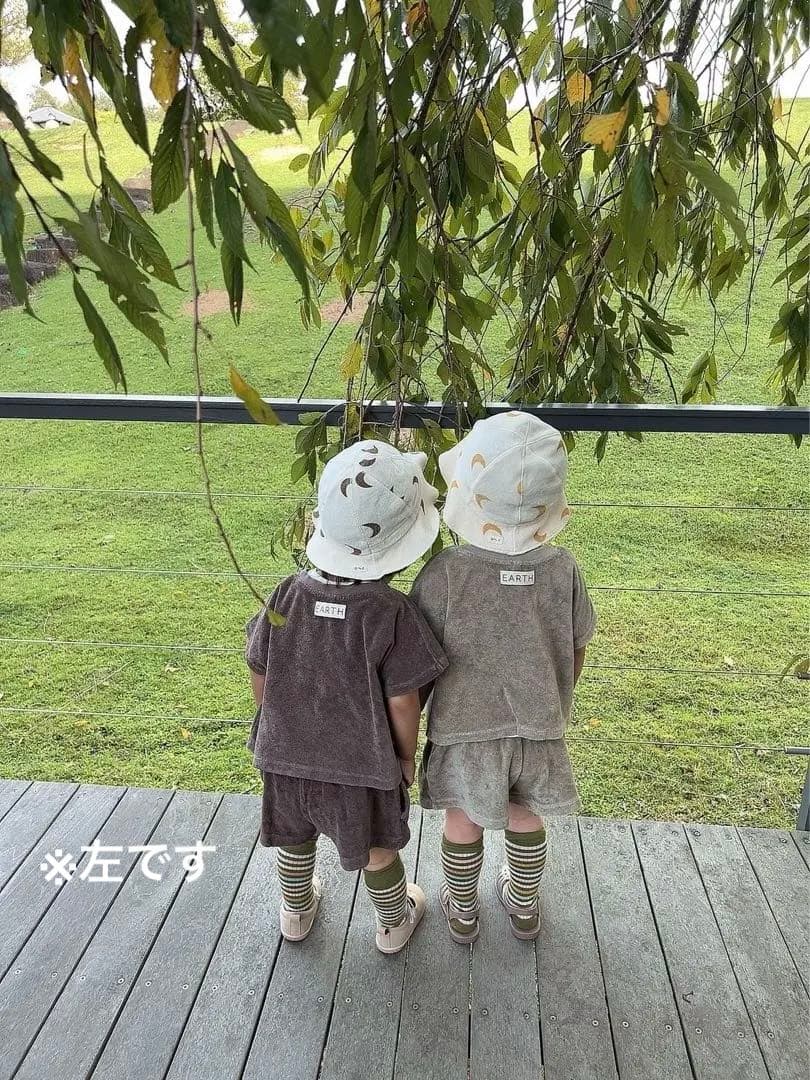 【美品】サイズ3（2Y-3Y）EARTH 半袖 セットアップ ブラウン