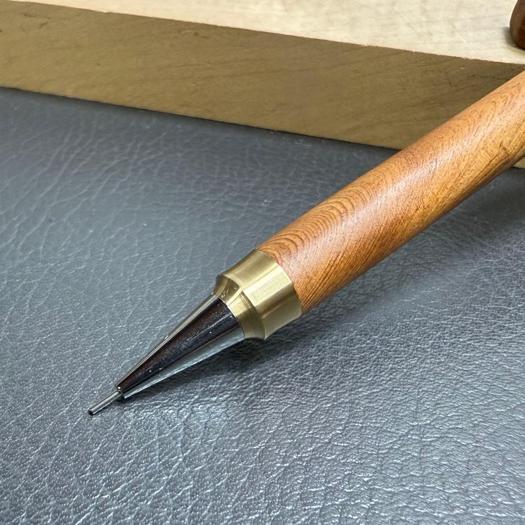 193屋久杉木製シャーペン　強低重心ダブルR 真鍮