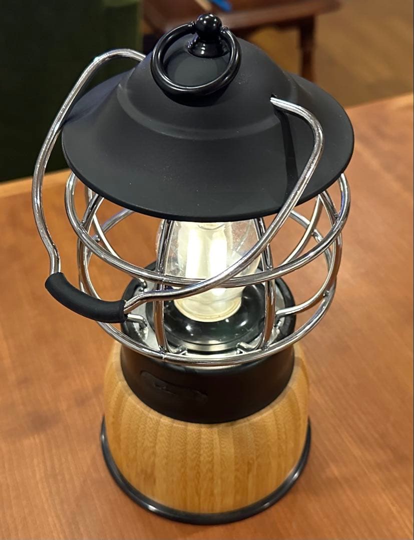 【美品】ゆらめきコテージランタン ロゴスLEDランタン　バンブー(USB充電式)