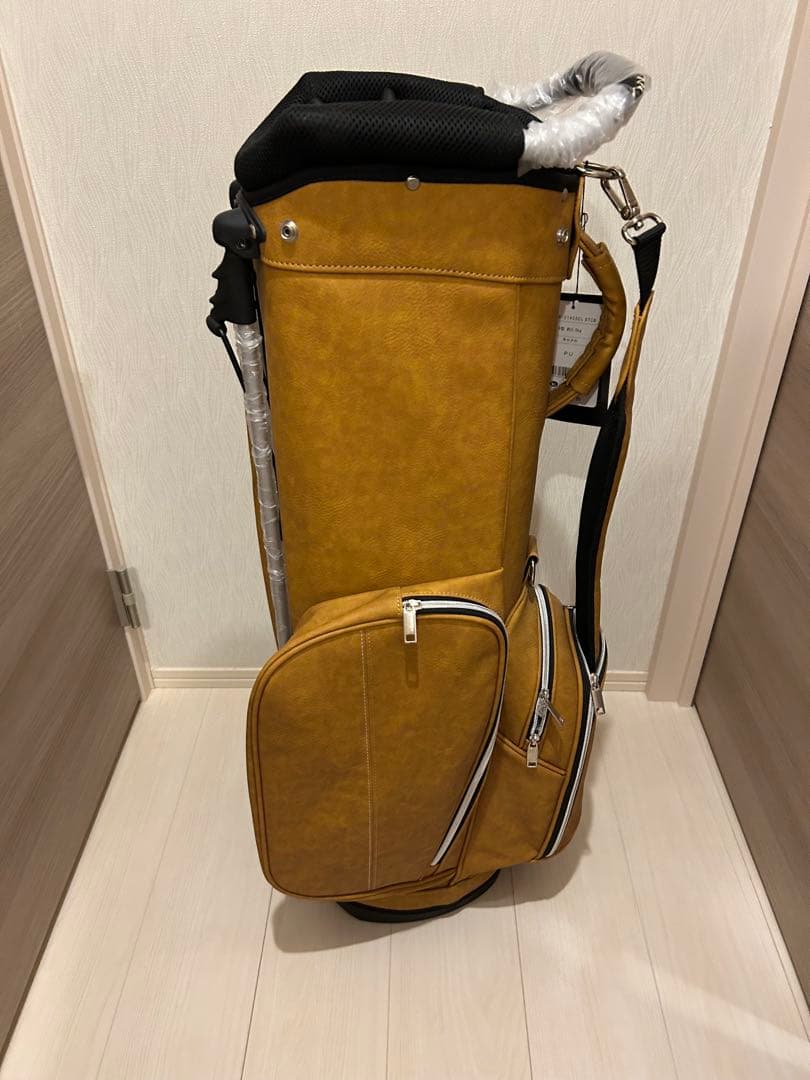 アクセル ブラウン ゴルフキャディバッグ 合成皮革 ヘッドカバー付き