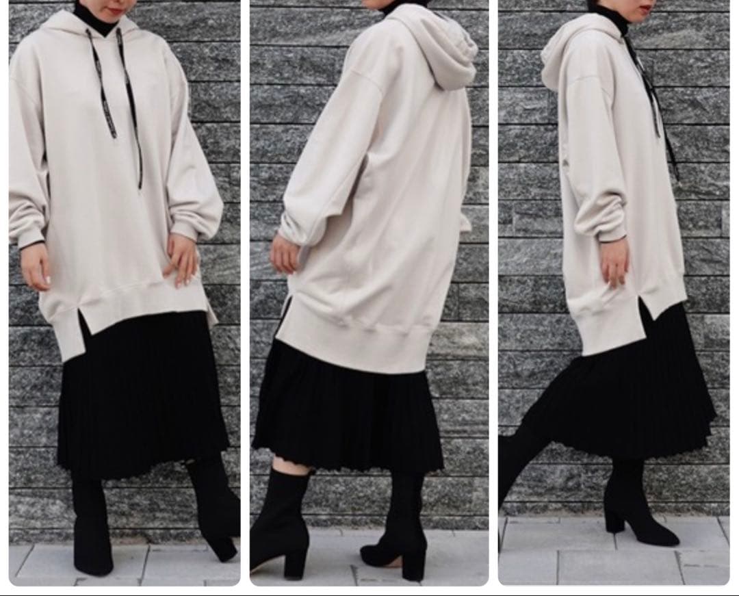 DOUBLE STANDARD CLOTHING ロゴキャノンループパーカー黒