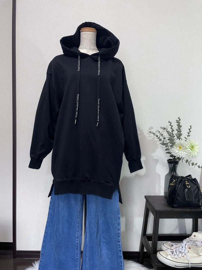 DOUBLE STANDARD CLOTHING ロゴキャノンループパーカー黒