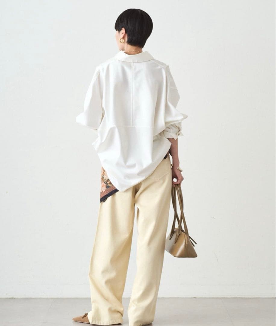 美品❣️ラウンジドレス　サテンBIGシャツ　ホワイト