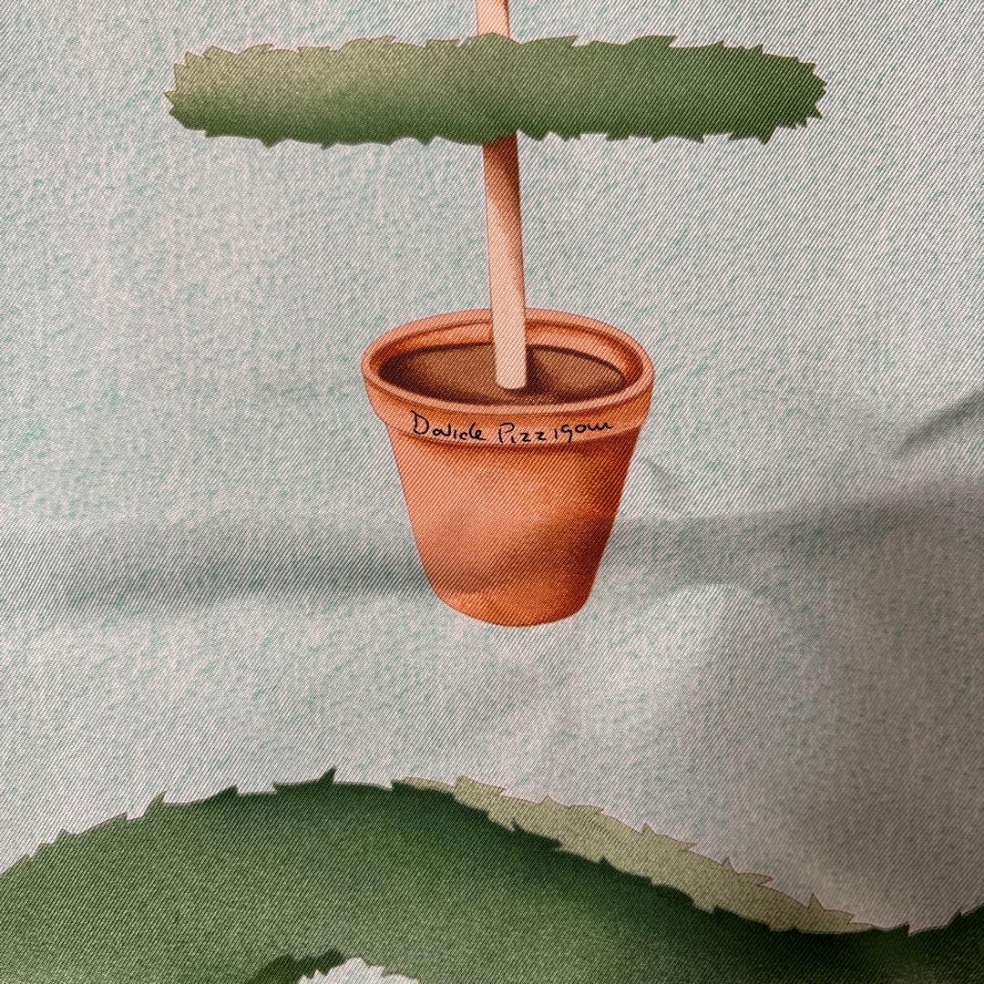 【美品】BVLGARI ブルガリスカーフ 植物モチーフ シルクスカーフ