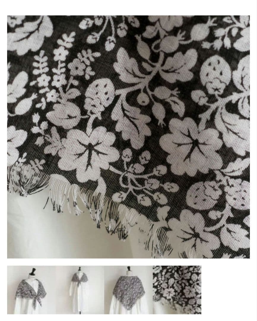新品未使用タグ無今季R&D.M.Co- ワイルドベリーガーゼショール