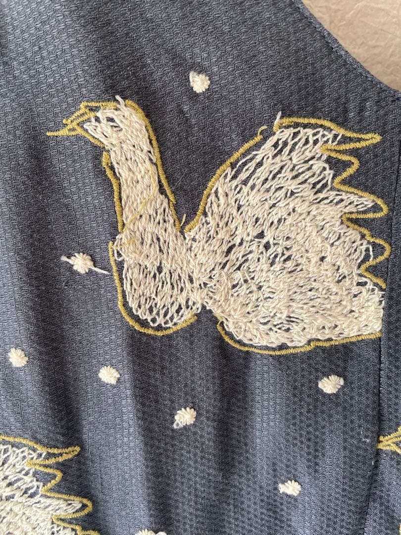 ミナペルホネンハンドメイド ジャンパースカート ジャンスカ Vネックswan