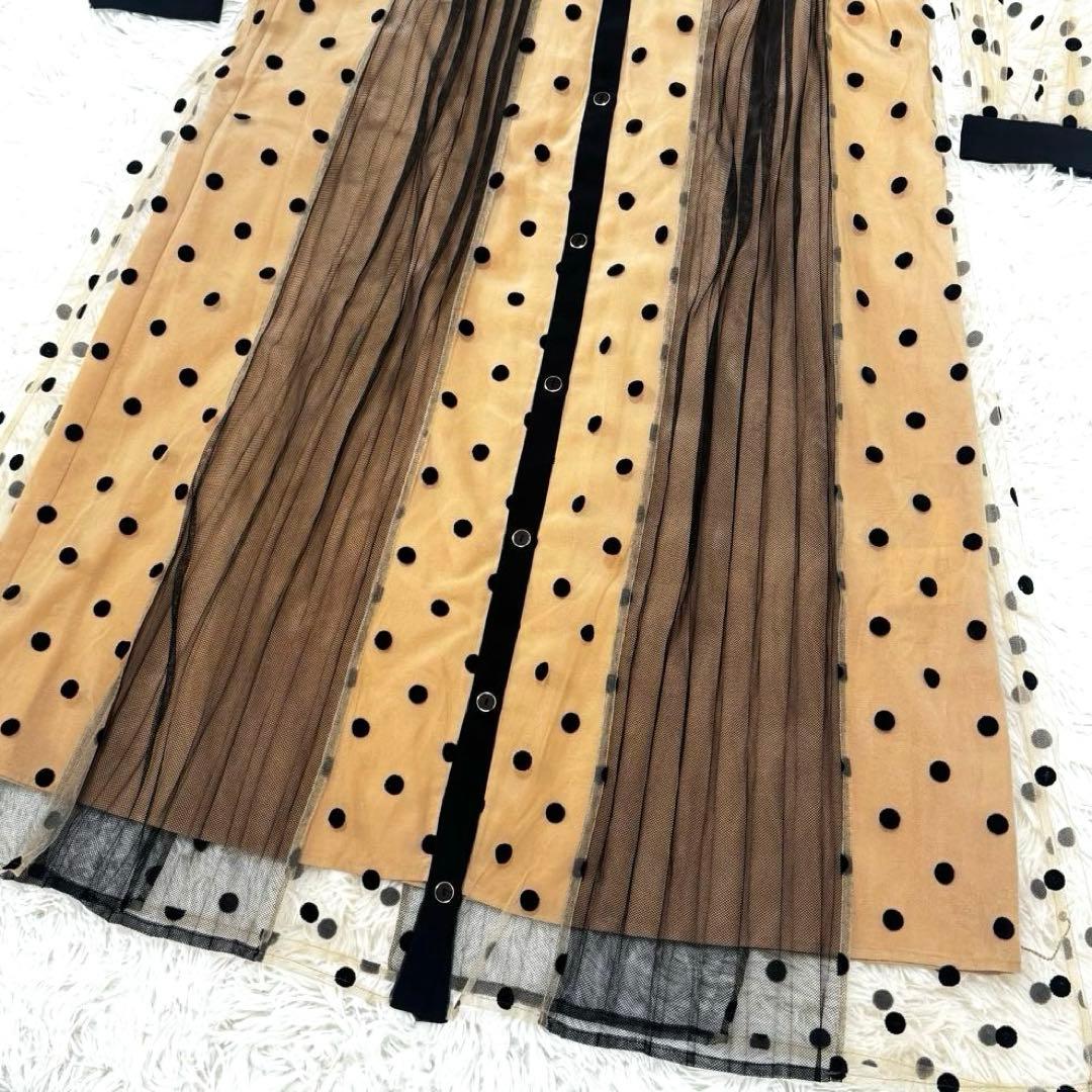 グレースコンチネンタル　プリーツドッキングワンピース ドットレースチュール 38